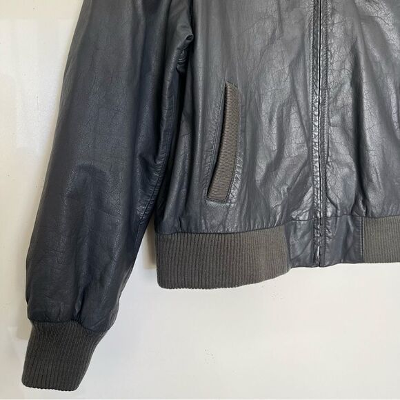Cooper Vintage Bomber Jacket Gray Leather Flight Aviator Epaulettes Men’s 46 - Picture 4 of 12